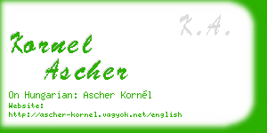 kornel ascher business card